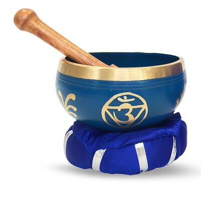 Campana tibetana in ottone con bastone e cuscino 12 cm Chakr . terzo occhio