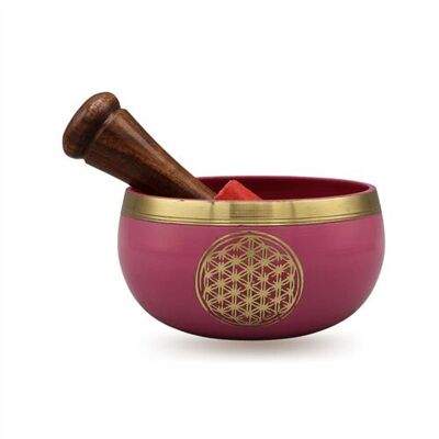 Campane tibetane Flower Of Life rosa 9 cm set da 4 pezzi