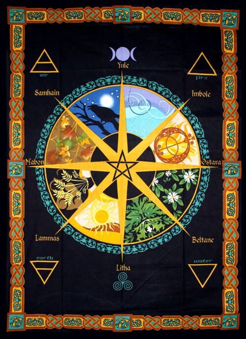 COTTON TAPESTRY  PAGAN CALENDAR 52 x 76"