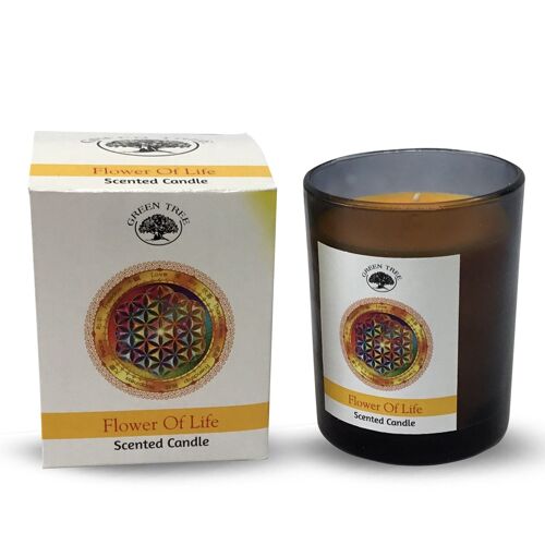 Green Tree Flower Of Life Scented Candle 210 Grams