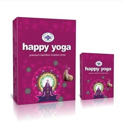 Conos de incienso Green Tree Happy Yoga Backflow (paquete de 12)