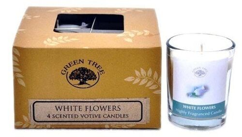 Green Tree White Flowers votive candles 55 grams