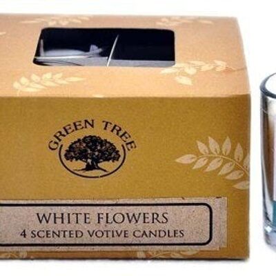 Green Tree White Flowers votive candles 55 grams