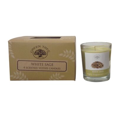 Bougies votives Arbre Vert Sauge Blanche 55 grammes