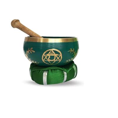 Campana tibetana in ottone con bastone e cuscino 12 cm Chakra del cuore