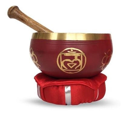 Brass Singing Bowl with stick & Cusion 12 cm Root Chakra  //