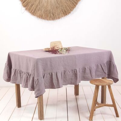 Ruffled linen tablecloth in Dusty Lavender - 39x39" / 100x100 cm
