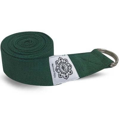 Yoga in cotone verde 8 piedi. Cinturino con anello a D da 1,5" avvolto