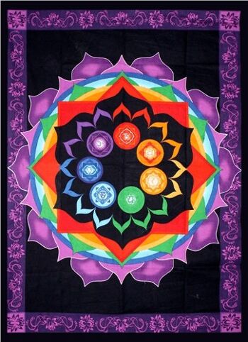 Tapisserie en coton RainBow Chakra 140cm x 210cm