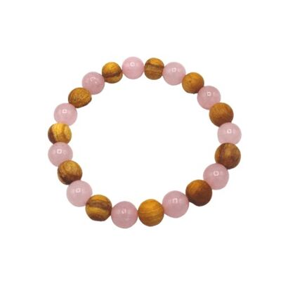 Bracelet Palo Santo et Quartz Rose