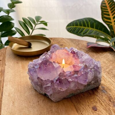 Amethyst Tea light holder hand-made in Brazil Rio grande