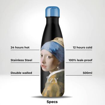 Bouteille thermos Vermeer - Fille avec Perle 500ML & Gourde / bouteille d'eau / thermos / bouteille / bouteille isolante / eau / bouteille sous vide 2