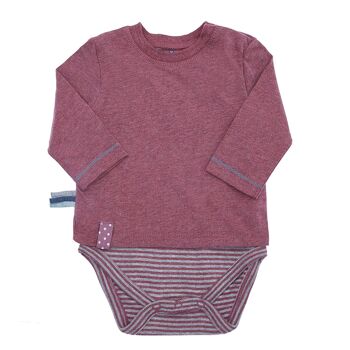 Body Tshirt OrganicEra L/S, Bordeaux Melange 1