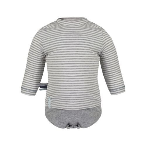 OrganicEra L/S Tshirt Body, Grey Melange Striped