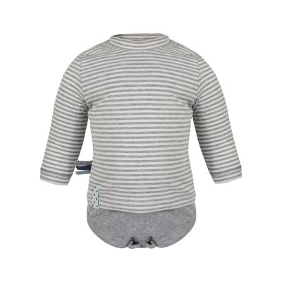 OrganicEra L/S Tshirt Body, Gray Melange Striped