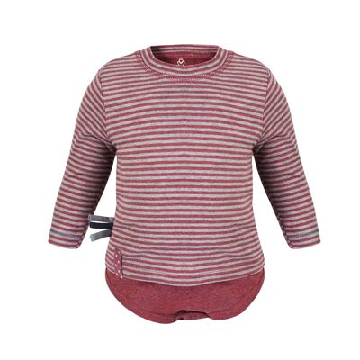 OrganicEra L/S Tshirt Body, Bordeaux Melange Striped