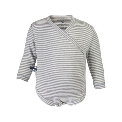 OrganicEra L/S Kimono Bodysuit, Gray Melange Striped