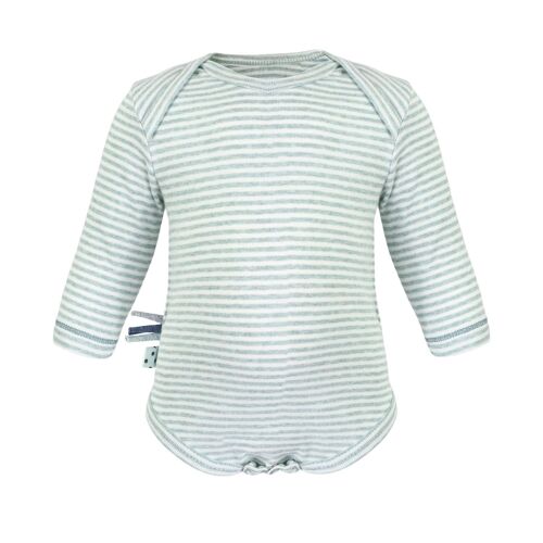 OrganicEra L/S Bodysuit, Aqua Melange Striped