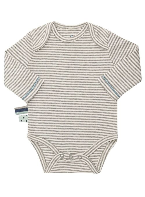 OrganicEra L/S Bodysuit, Grey Melange Striped