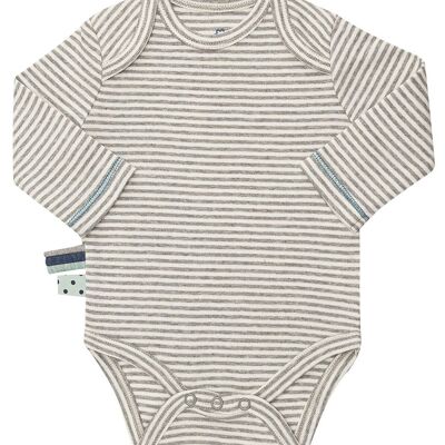 OrganicEra L/S Bodysuit, Gray Melange Striped