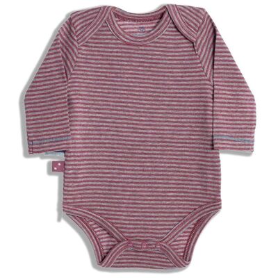 OrganicEra L/S Bodysuit, Bordeaux Melange Striped