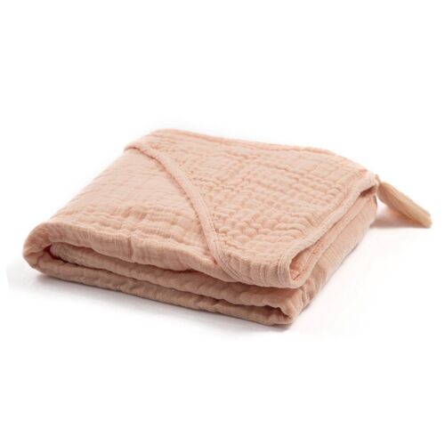 OrganicEra Muslin Hooded Towel,Salmon