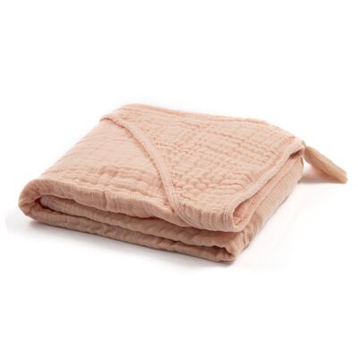 Organic Era Muslin Hooded Towel, Salmon