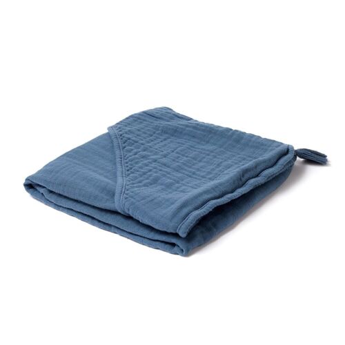 OrganicEra Muslin Hooded Towel,Indigo