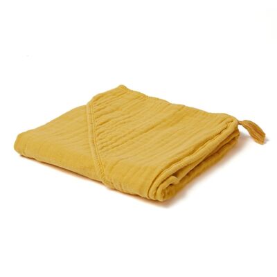 OrganicEra Muslin Hooded Towel,Mustard