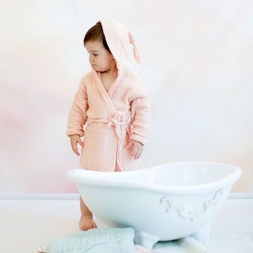 OrganicEra Muslin Bathrobe,Salmon