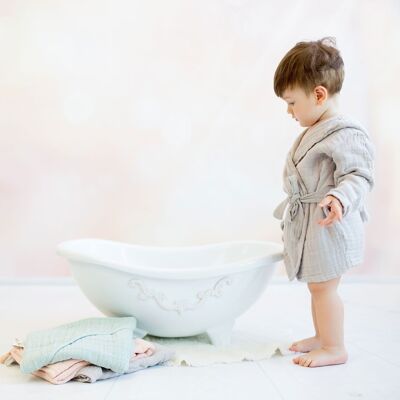 OrganicEra Muslin Bathrobe, Grey