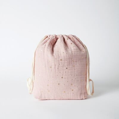 OrganicEra GLITTER muslin pouch in Powder Pink