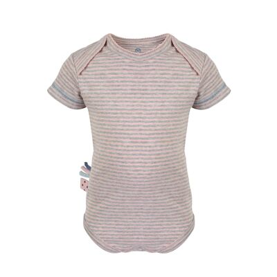 OrganicEra Organic S/S Bodysuit, Rose Melange Striped