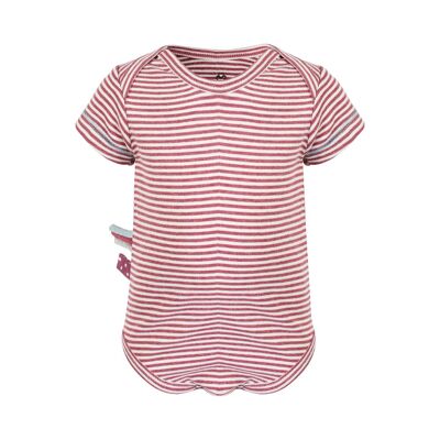 OrganicEra Organic S/S Bodysuit, Bordeaux Melange Striped