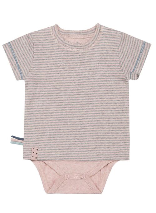 OrganicEra Organic S/S Tshirt Body, Rose Melange Striped