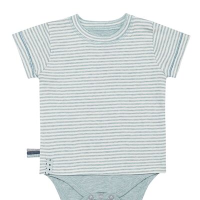 OrganicEra Organic S/S Tshirt Body, Aqua Melange Striped