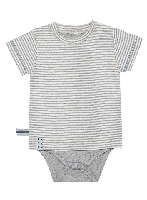 OrganicEra Organic S/S Tshirt Body, Grey Melange Striped