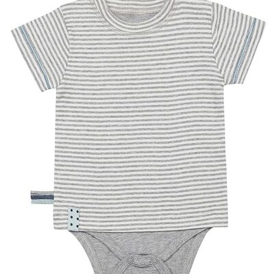 OrganicEra Organic S/S Tshirt Body, Grey Melange Striped