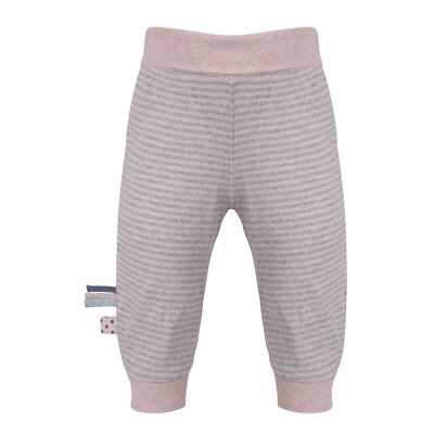 OrganicEra Pantaloni organici per neonati con fascia elastica, rosa melange a righe