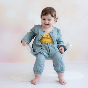 Veste pour bébé en chanvre biologique OrganicEra, bleu gris