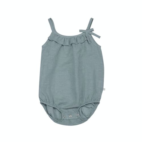 OrganicEra Organic Hemp Baby Frilled Bodysuit, Blue Grey