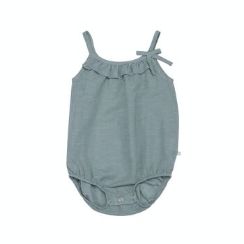 Body à volants pour bébé en chanvre biologique OrganicEra, bleu gris