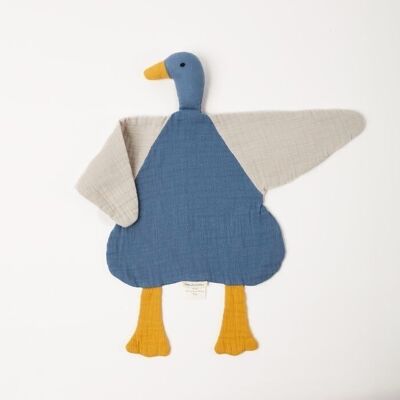 OrganicEra, Organic Muslin Duck Toy, Era Blue