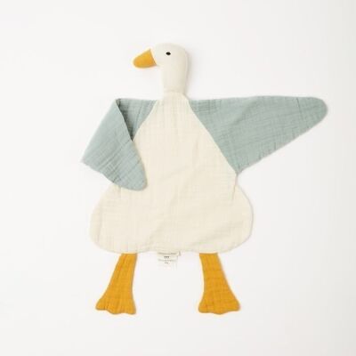 OrganicEra, Organic Muslin Duck Toy, white-mint