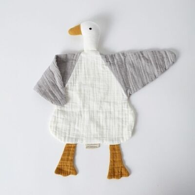 OrganicEra, Organic Muslin Duck Toy, white-grey