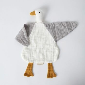 OrganicEra, Jouet canard en mousseline bio, blanc-gris