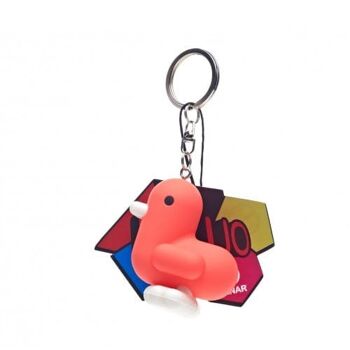 CANARE | PORTE-CLÉS CANARD EN SILICONE ORANGE FLUORESCENT 1