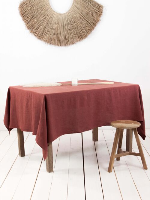 Linen tablecloth in Terracotta - Round 92"/235 cm