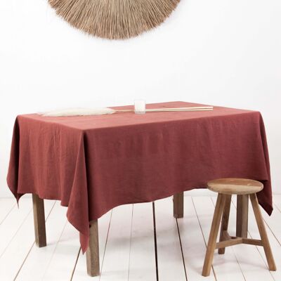 Linen tablecloth in Terracotta - Round 92"/235 cm