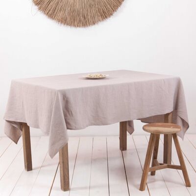 Linen tablecloth in Beige - Round 79"/200 cm